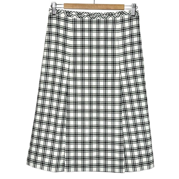 J. Crew Dresses & Skirts - J Crew Nova Fides Plaid A-Line Skirt Black White Womens 2 Preppy Academia Career